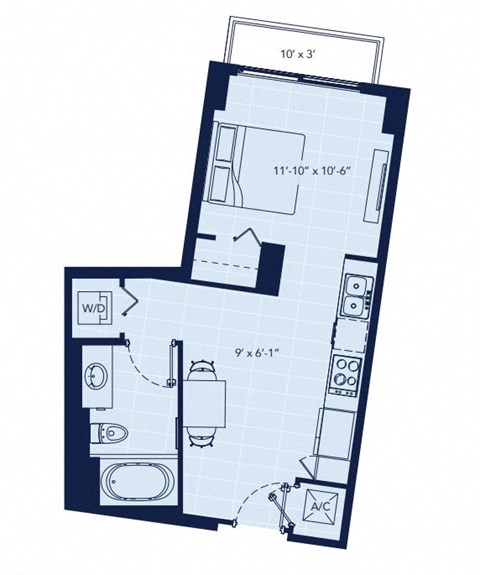 a floor plan of a small apartment at Regatta at New River, Florida, 33301